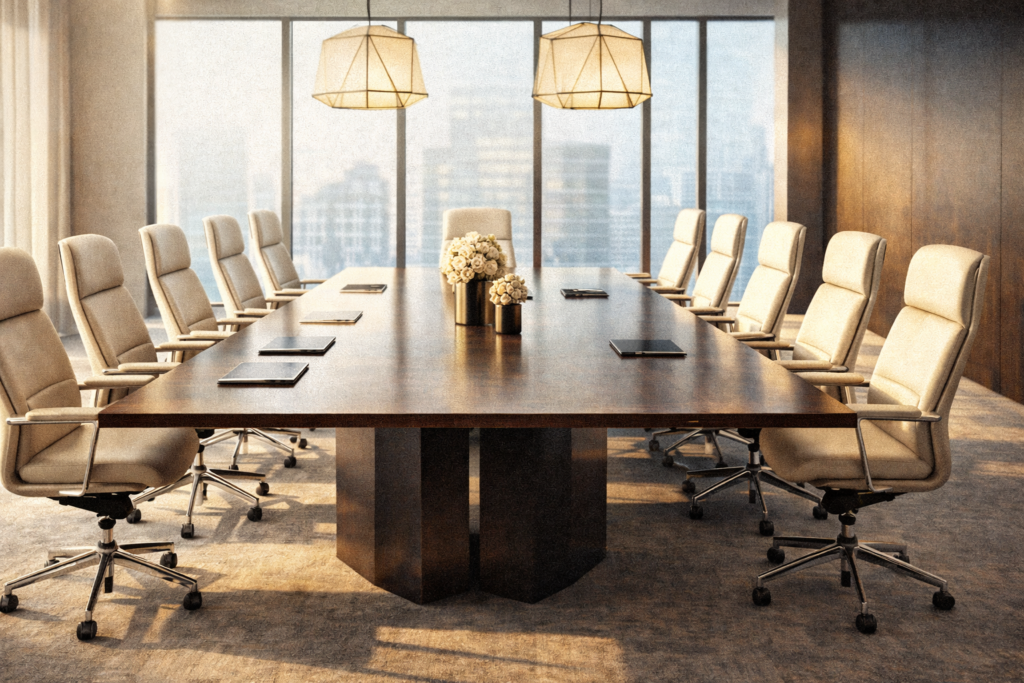 Konferensrum med bord och stolar