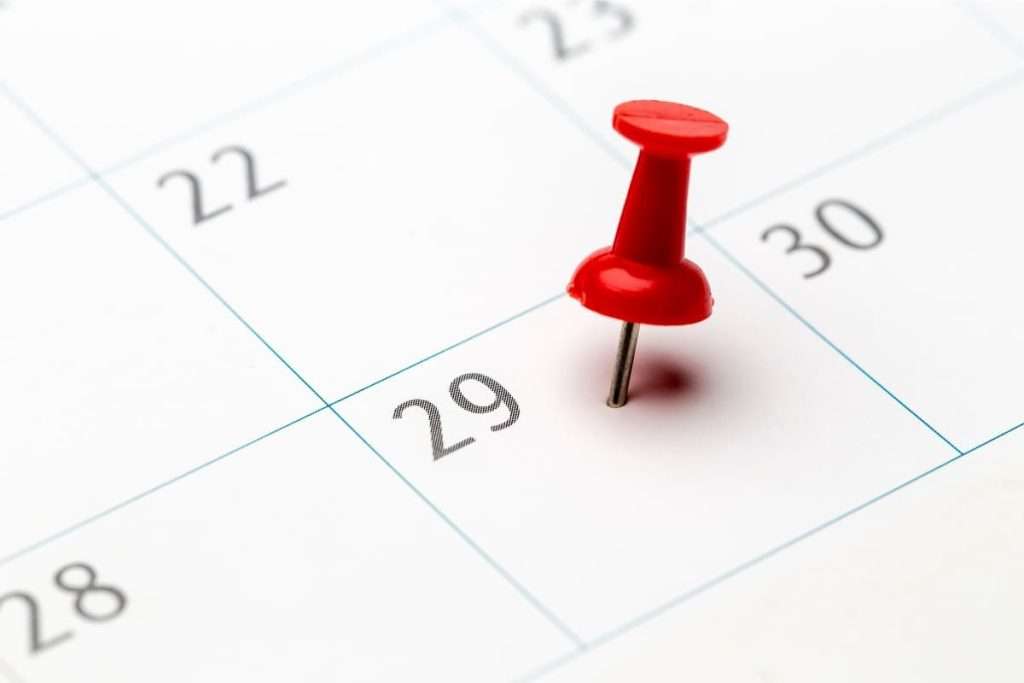 Kalender - frist för klander