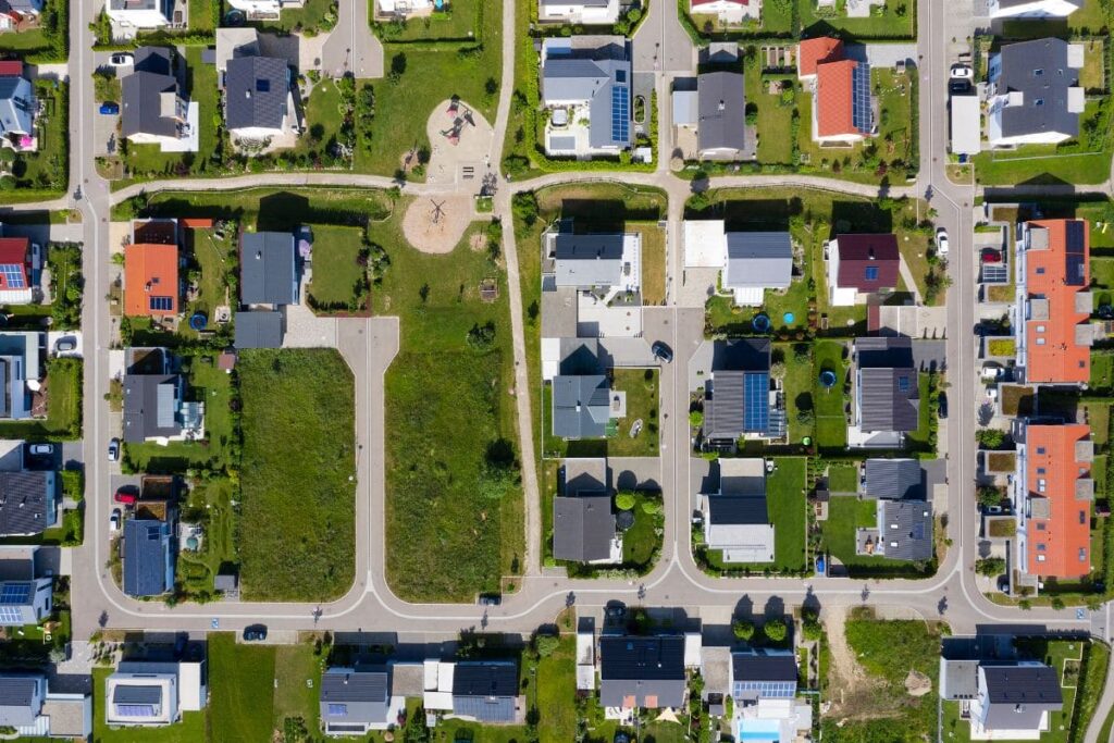 Villaområde sett ovanifrån.