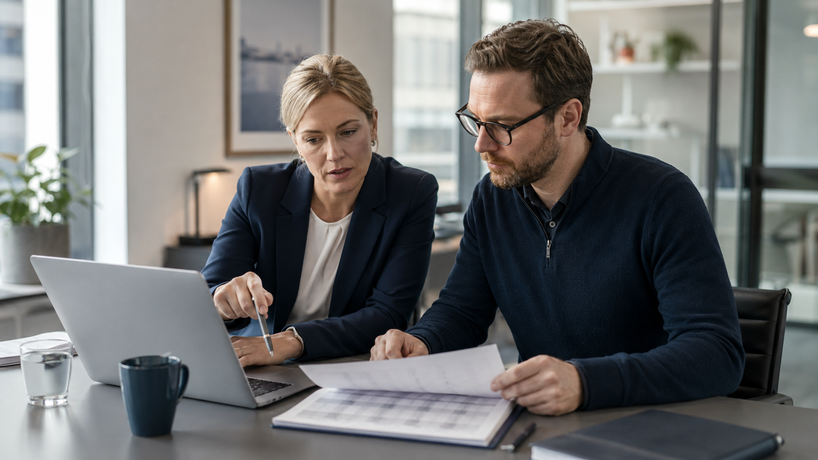 Jurist och IT-ansvarig granskar behörigheter under en ägarkonflikt
